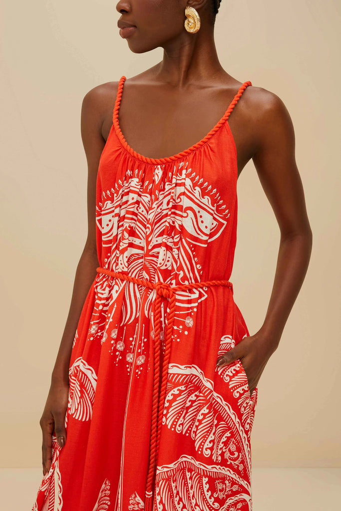 Farm Rio Majestic Coconut Tree Maxi Dress