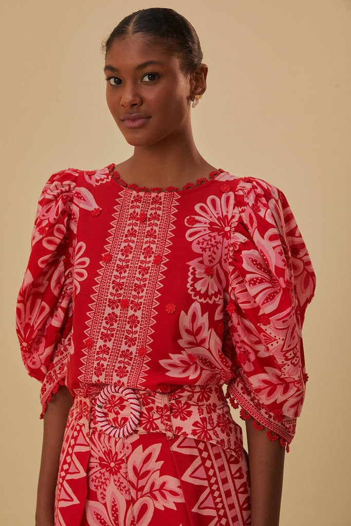 Farm Rio Floral Tapestry Blouse