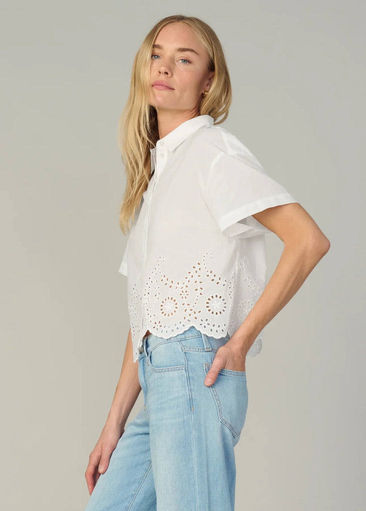 Joe's Jeans Eyelet Short Sleeve Blouse