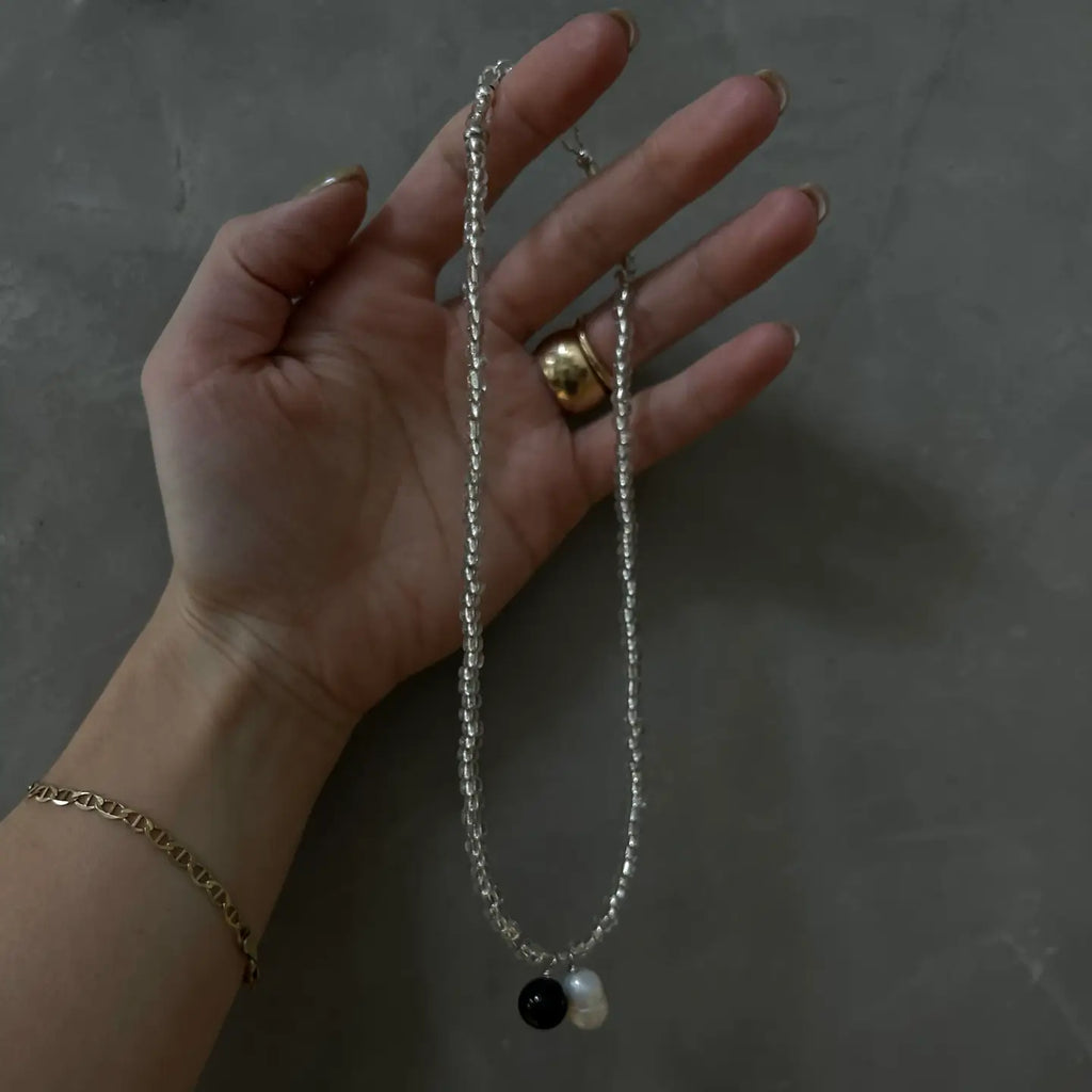 Sea + Pattern Duo Drop Necklace