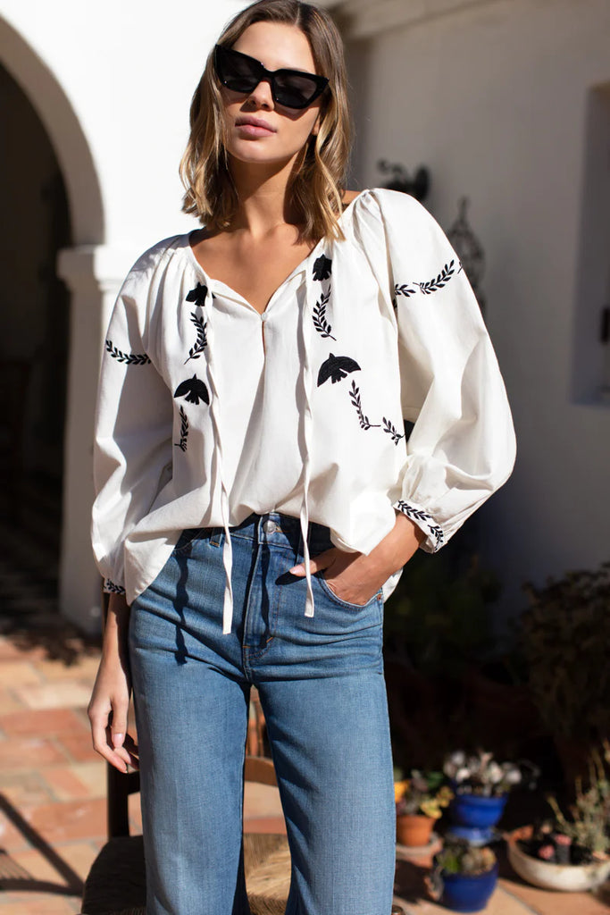 Emerson Fry Lucy Dove Embroidery Blouse